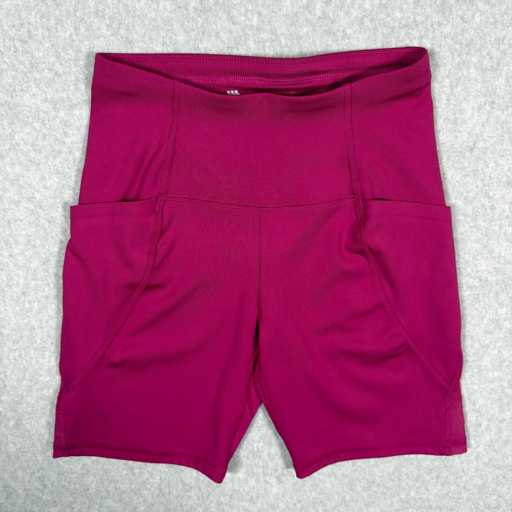 All In Motion Womens Berry Pink High Waisted Bike Shorts with Pockets Size S